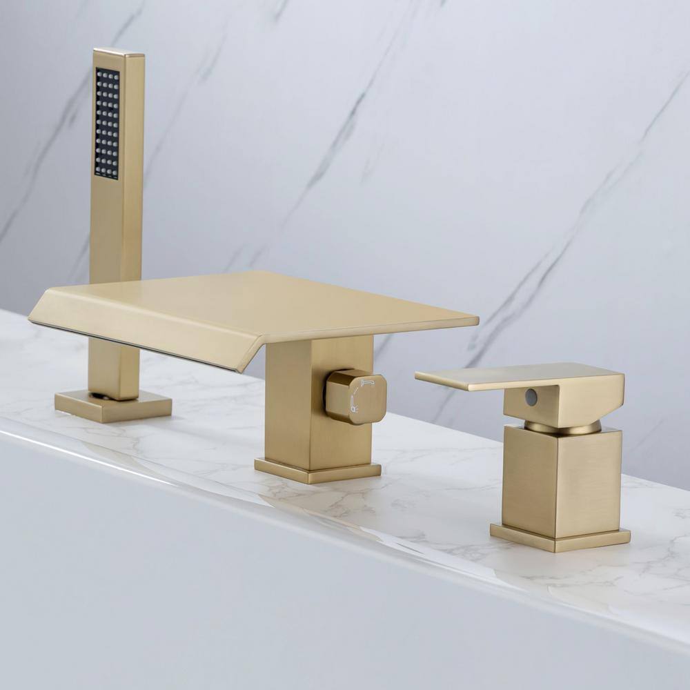 Staykiwi Single-Handle Roman Tub Faucet with Hand Shower 3-Hole Bathtub ...