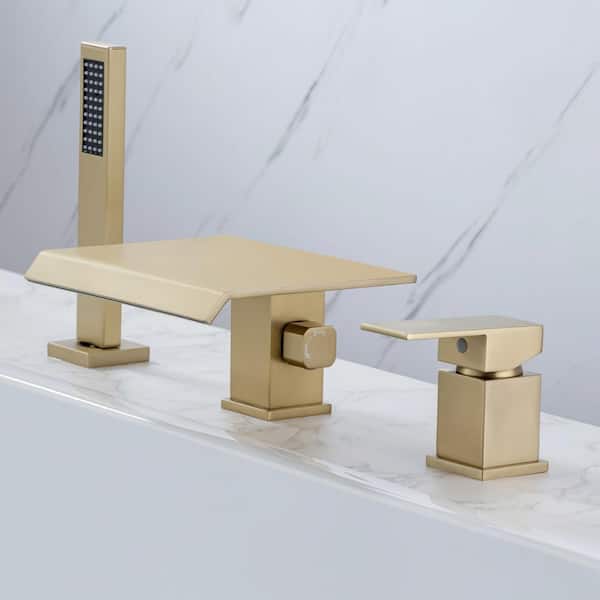 Staykiwi Single-Handle Roman Tub Faucet with Hand Shower 3-Hole Bathtub ...