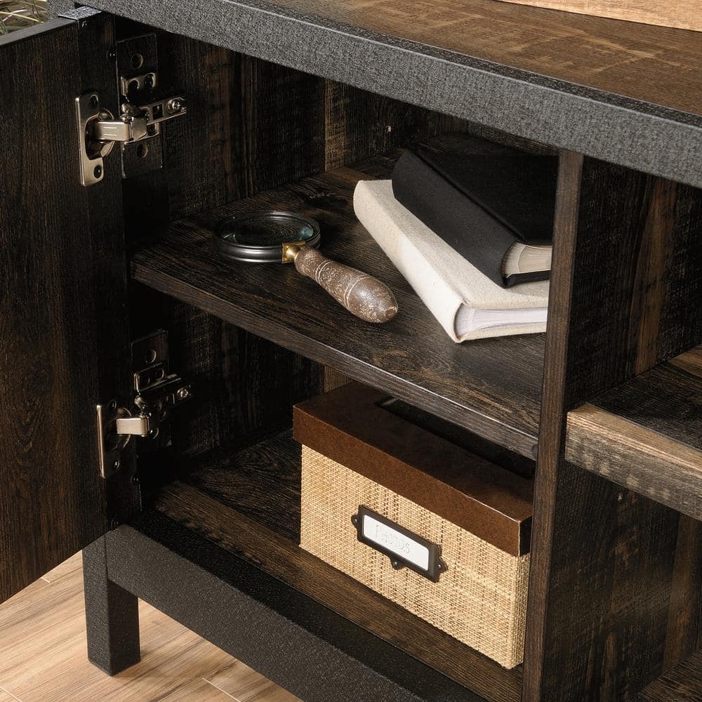 60" Carbon Oak Industrial Metal and Wood Credenza