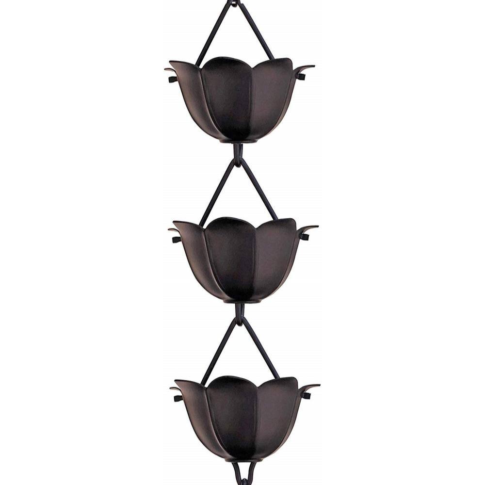 Black Aluminum Lotus Cup Rain Chain Extension, 3 ft