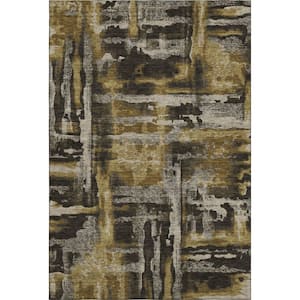 Mayfield Premium Machine Washable Abstract AMF2015 Coffee 8 ft. x 10 ft. Area Rug