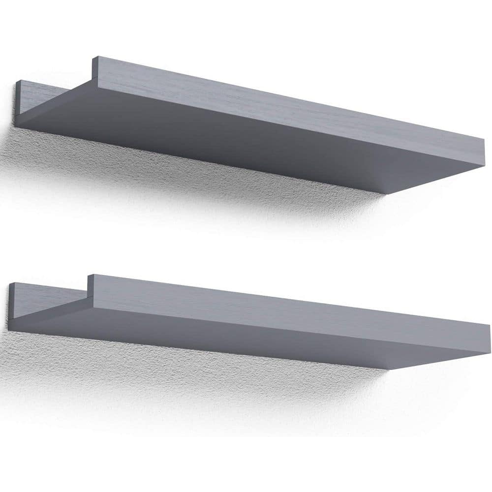 Floating Shelves 15. 6 in. W x 5. 1 in. D Grey Wood Wall Shelves Decorative