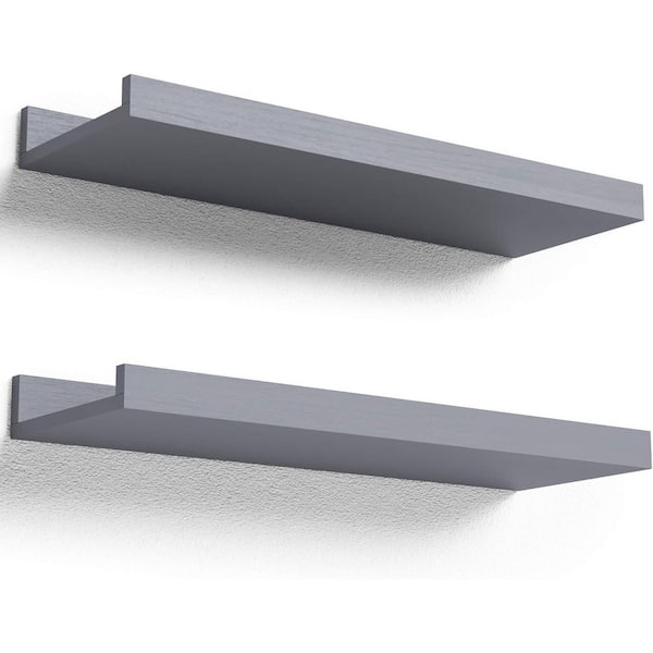 Floating Shelves 15. 6 in. W x 5. 1 in. D Grey Wood Wall Shelves Decorative Wall Shelf