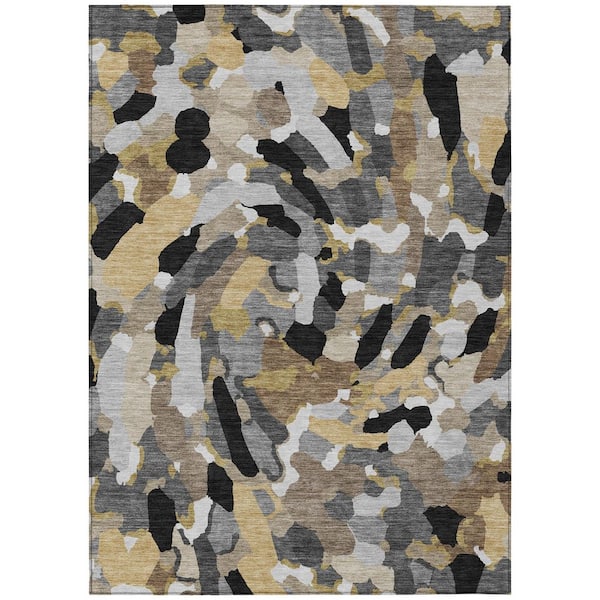 Chantille Machine Washable Indoor/Outdoor Abstract ACN3117 Black 5 ft. x 7 ft. 6 in. Area Rug