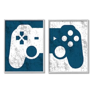 Video Gaming Controller Silhouette Design By Kim Allen 2 Piece Framed Abstract Art Print 30 in. x 24 in.