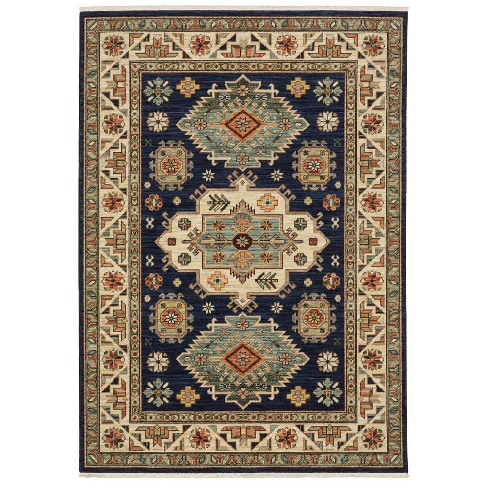 Lillian Navy/Multi 5 ft. x 8 ft. Southwest Tribal Medallion Wool/Nylon Blend Fringed-Edge Indoor Area Rug price history on PriceWatchPro