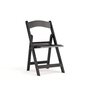 Hercules Series 1000 lb. Capacity Black Resin Folding Chair with Black Vinyl Padded Seat