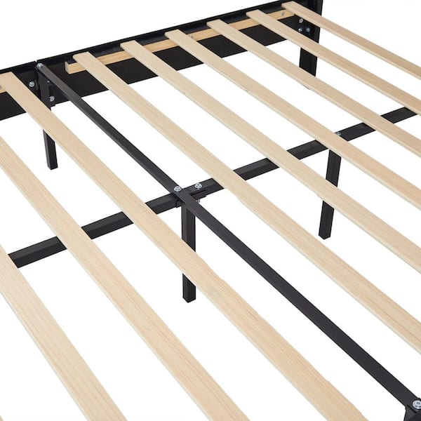 Upholstered Bed with Adjustable Headboard, No Box Spring Needed Platform Bed Frame, Bed Frame Black Full Bed