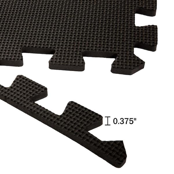 Foam Flooring Tiles 12-Pack Interlocking Eva Foam Pieces Non-Toxic Floor Padding for Playroom, Gym, or Basement by Stalwart (Multi-Colored), Black