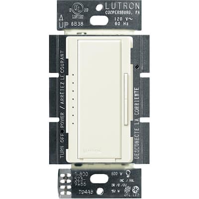 Maestro LED+ Dimmer Switch for Dimmable LED, Halogen and Incandescent Bulbs, Single-Pole or Multi-Location, Biscuit