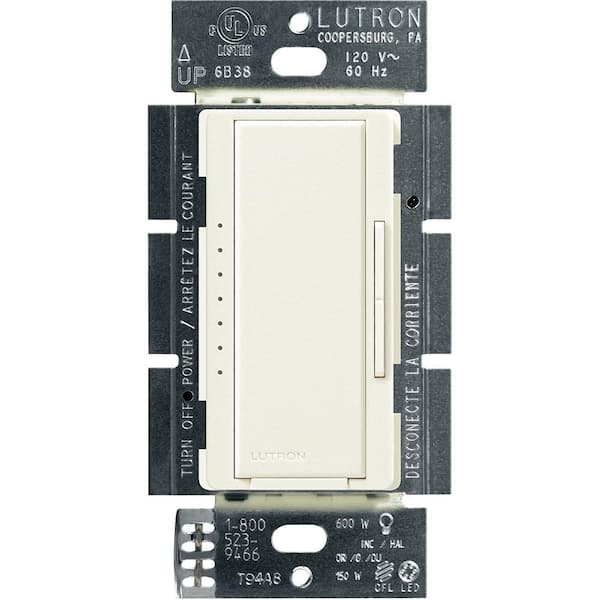 Lutron Maestro LED+ Dimmer Switch for Dimmable LED, Halogen and Incandescent Bulbs, Single-Pole or Multi-Location, Biscuit