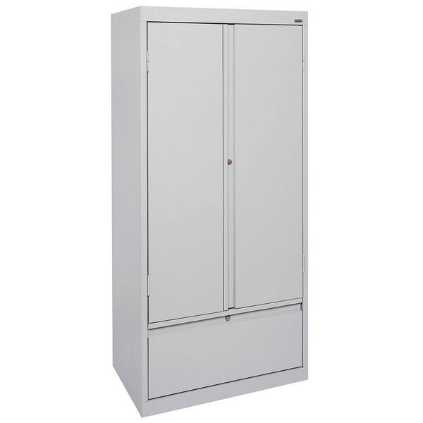 Sandusky Systems Series 30 in. W x 64 in. H x 18 in. D Storage Cabinet with File Drawer in Dove Grey