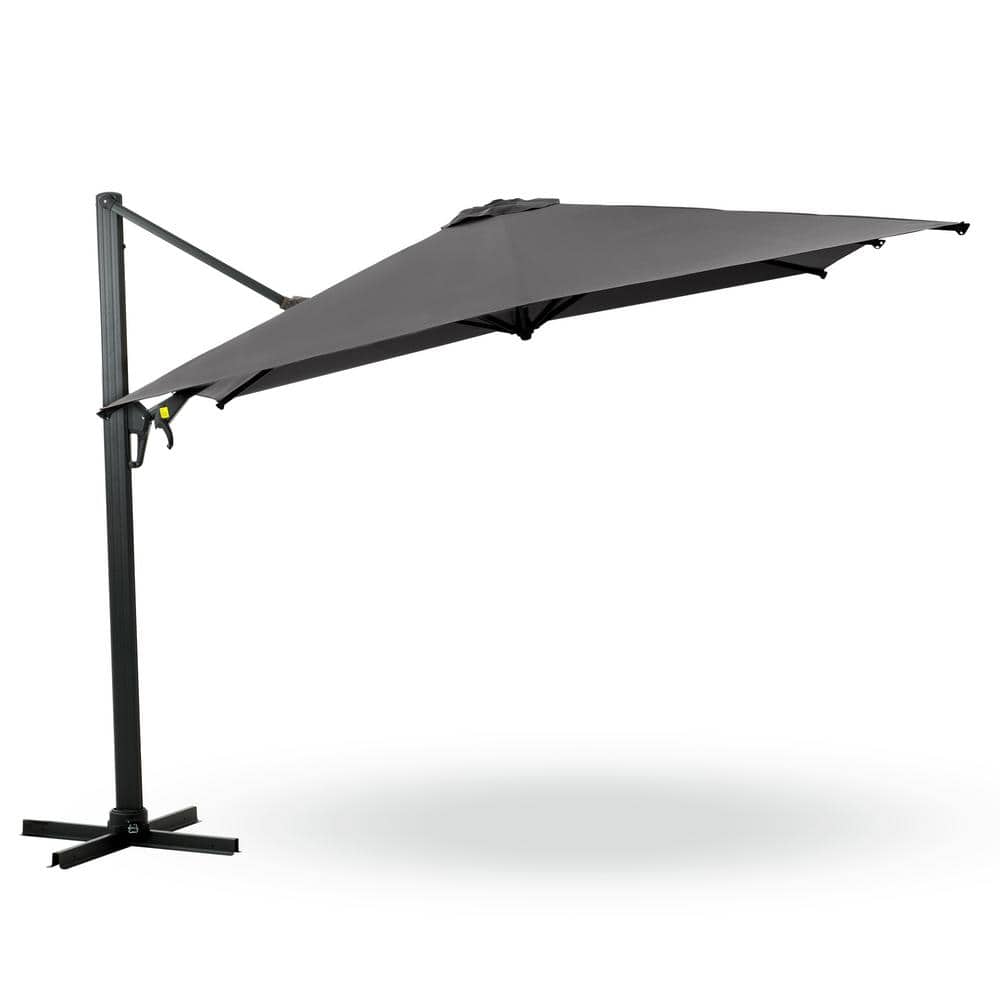 10 ft. Aluminum Cantilever Patio Umbrella in Grey with 360° Rotation, Cran