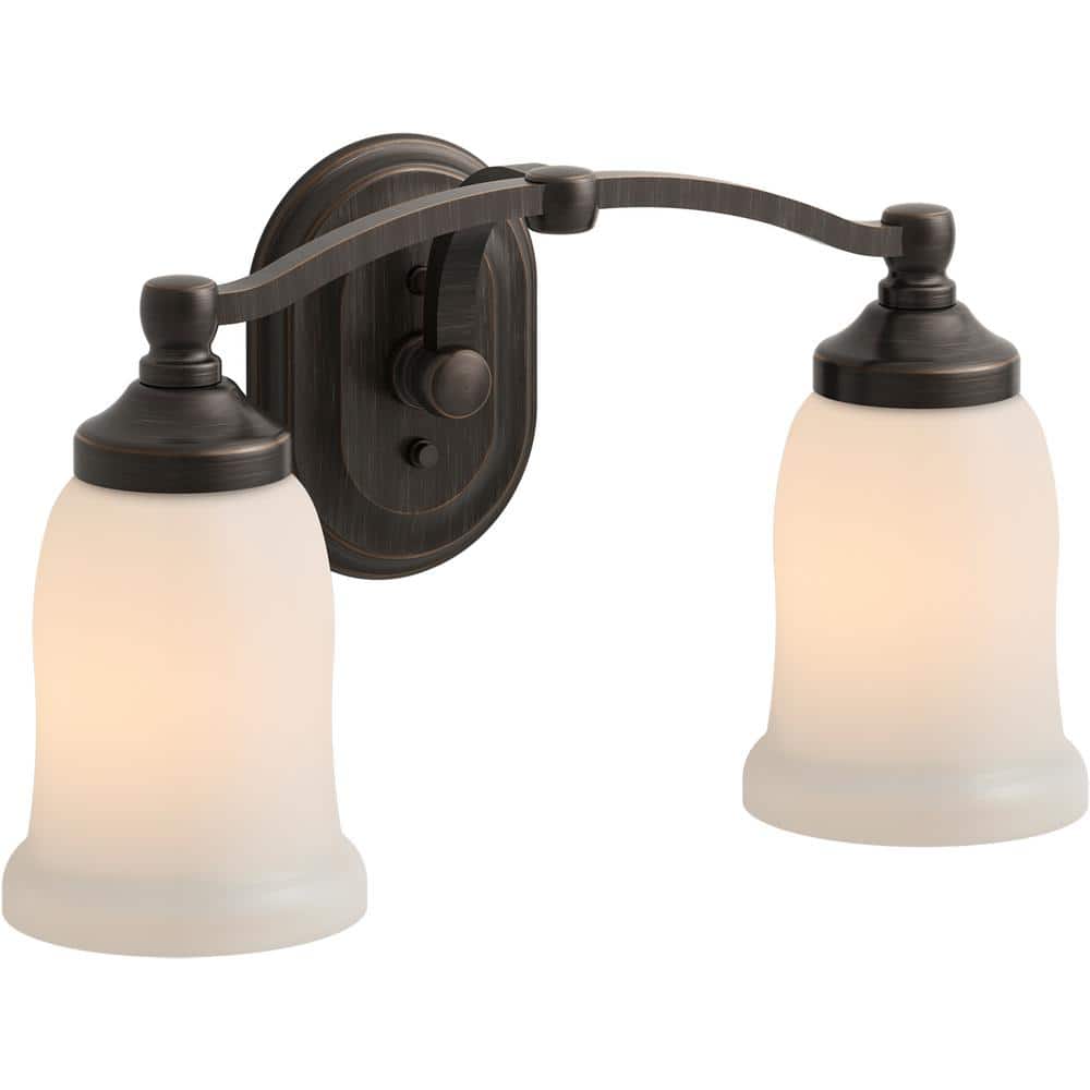 Bancroft Classic Bronze 2-Light Frosted Glass Bathroom Vanity Sconce