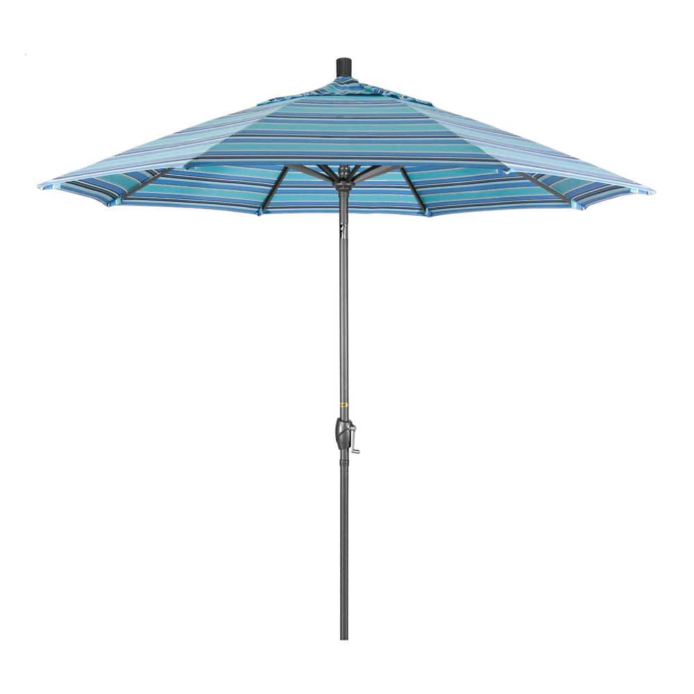 9 ft. Hammertone Grey Aluminum Market Patio Umbrella with Push Button Tilt Crank Lift in Dolce Oasis Sunbrella price history on PriceWatchPro