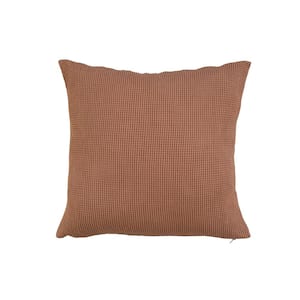 Terracotta Color Square Woven Polyester Waffle 20 in. x 20 in. Throw Pillow