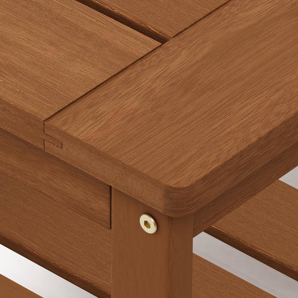Tioman Medium Brown Wood Outdoor Coffee Table with Shelf