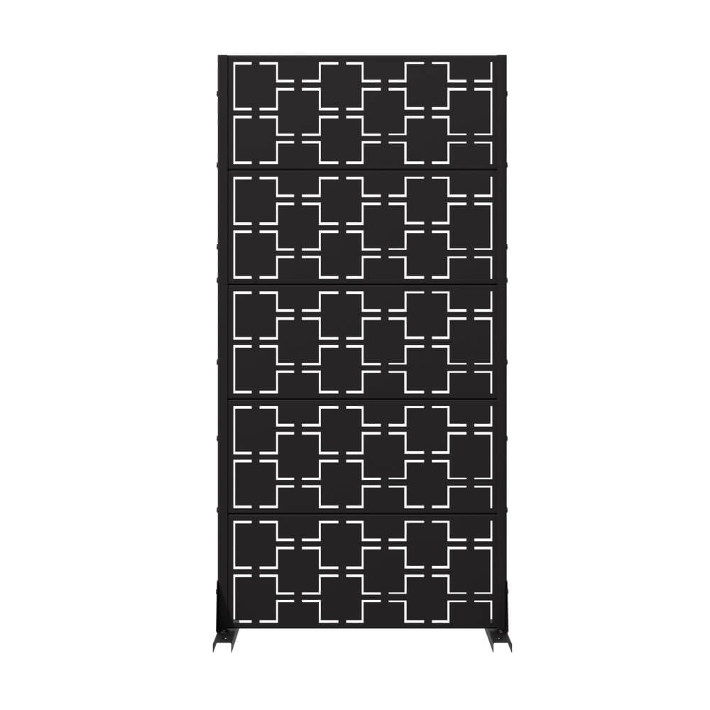 30 in. W x 60 in. H Outdoor Black Galvanized Steel Decorative Garden Fence Privacy Screen price history on PriceWatchPro