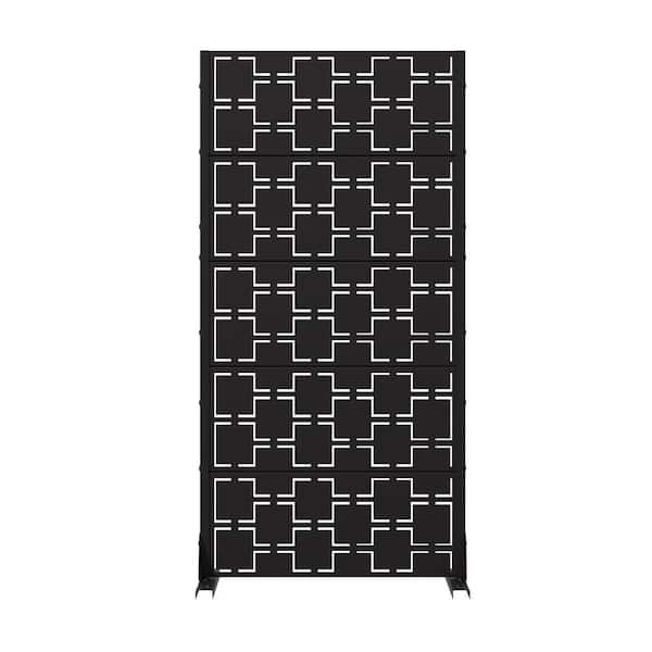 60 in. x 30 in. Black Metal Garden Fence Privacy Screen Decorative Screen Room Divider Lattice Panel for Patio
