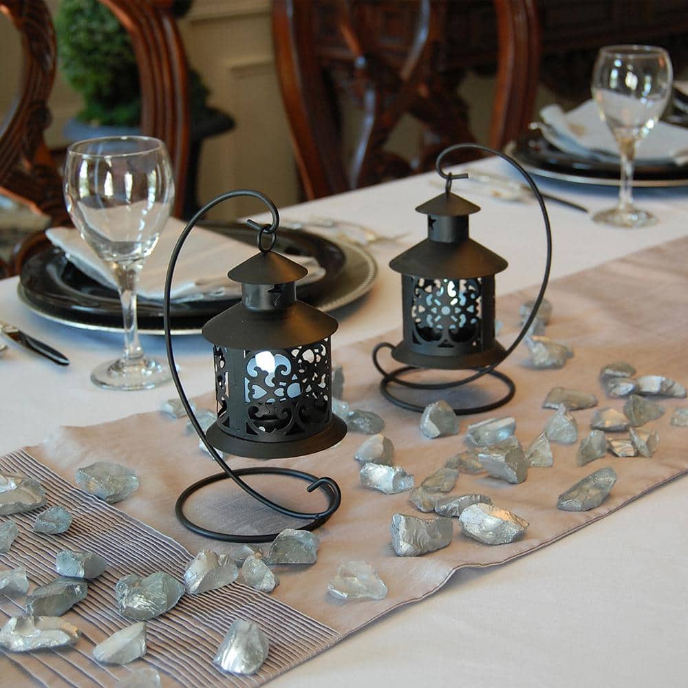 Bohemian Farmhouse Warm Black Metal Tabletop Lantern