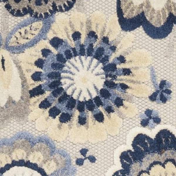 Blue, Gray 2 ft. x 8 ft. Woven Polypropylene Indoor/Outdoor Area Rug