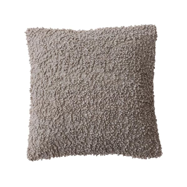Storied Home Grey Hand-Woven Fabric Sherpa Weatherproof Polyester 20 in. x 20 in. Throw Pillow