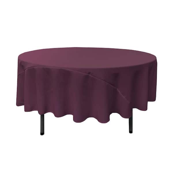 LA Linen 90 in. Round Eggplant Polyester Poplin Tablecloth
