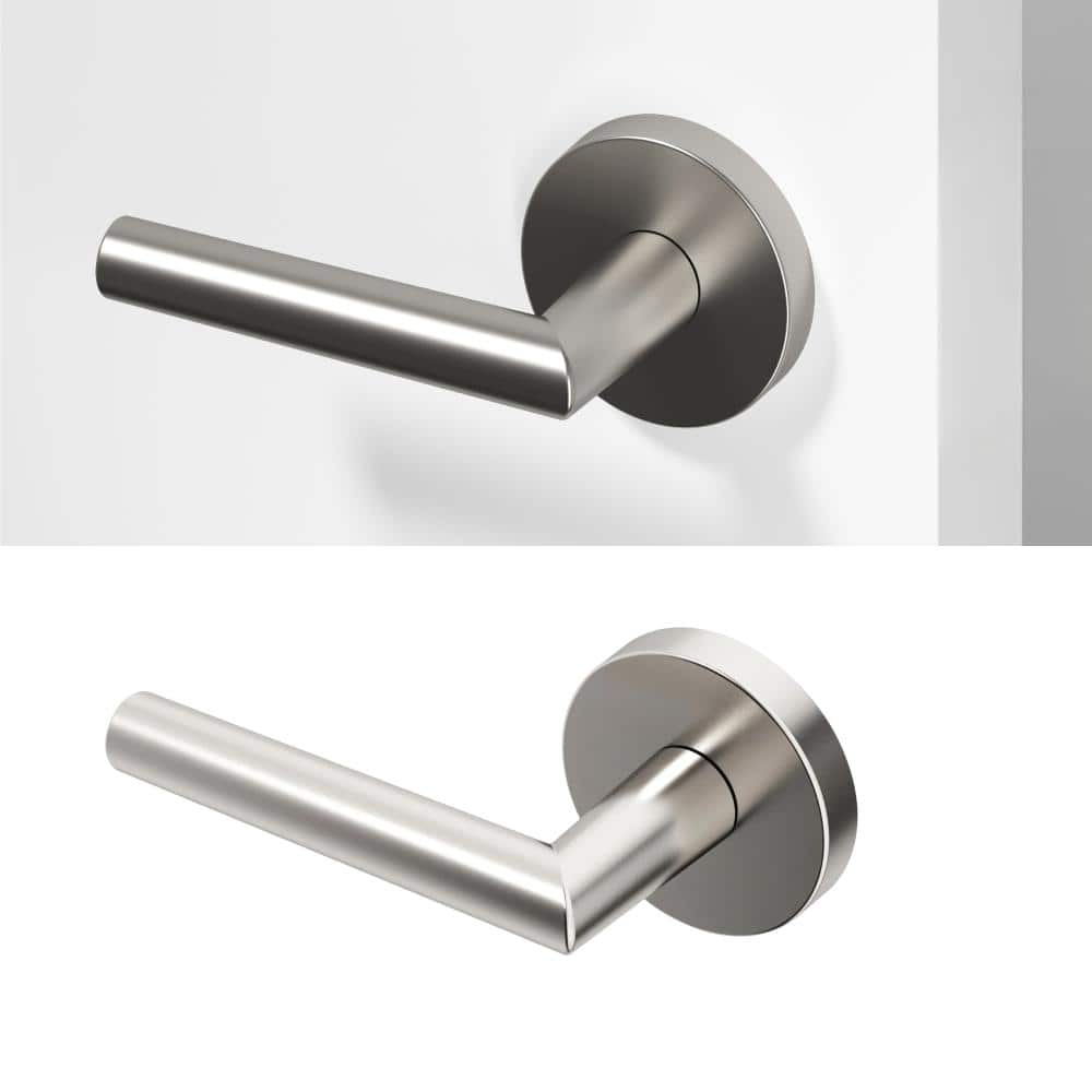 Okun Stark Metal Brushed Nickel Dummy Door Handle with Round