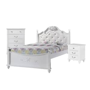 Annie 3-Piece White Full Platform Bedroom Set with Storage Trundle