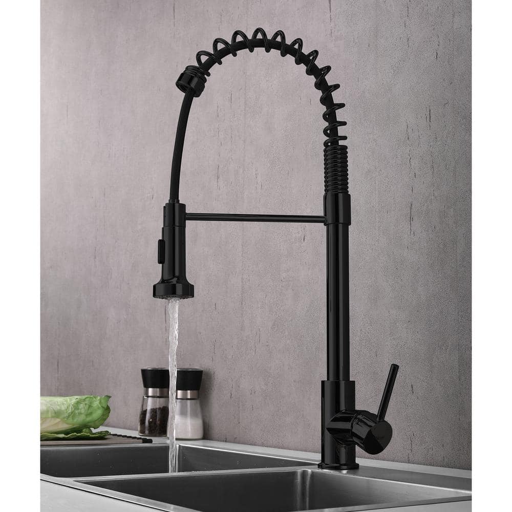Black Stainless Steel Pull-Out Spray Kitchen Faucet