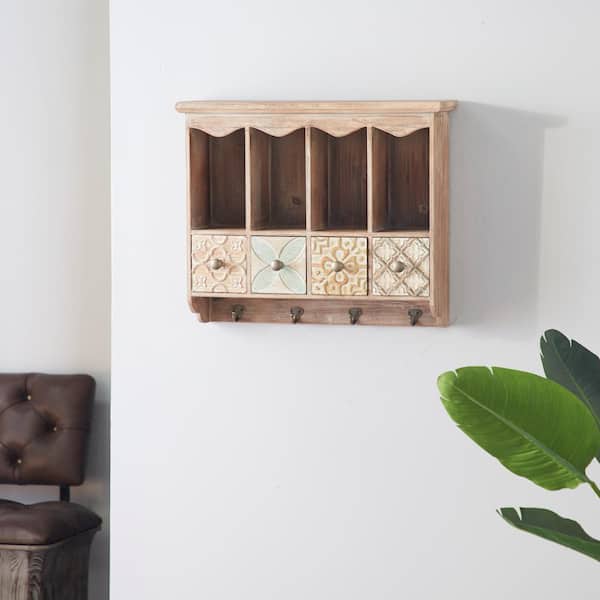 12 in. x 12 in. Grey Contemporary Wood Wall Shelf