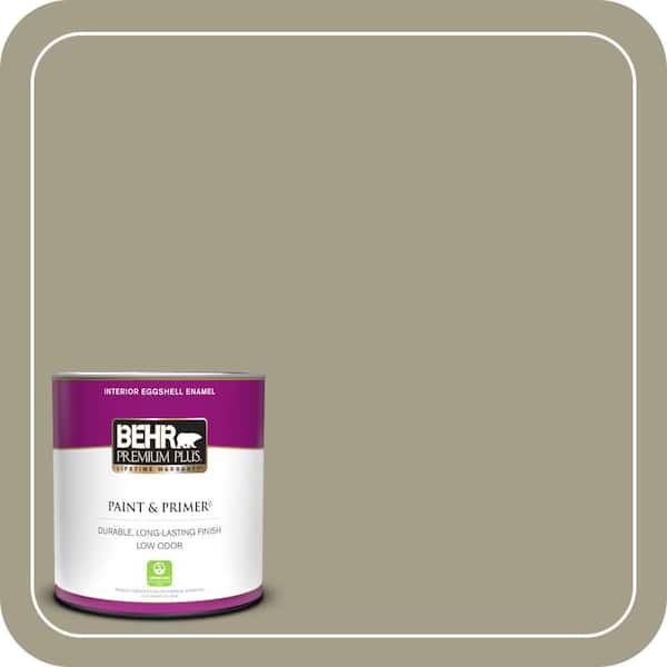 BEHR PREMIUM PLUS 1 qt. #PMD-57 Fossil Stone Eggshell Enamel Low Odor Interior Paint & Primer
