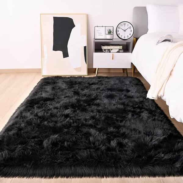 Black store fuzzy rug