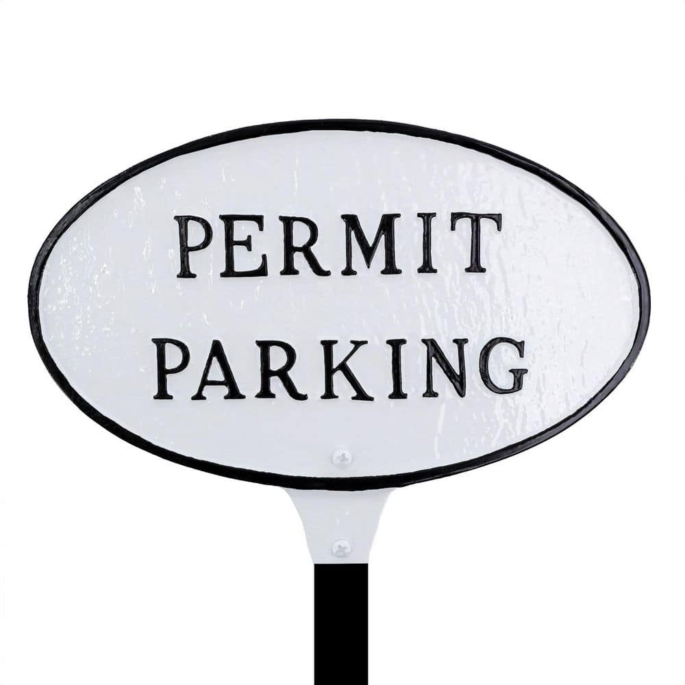 "6"" x 10"" Small Oval Permit Parking Statement Plaque Sign with Lawn Stake - White/Black" price history on PriceWatchPro