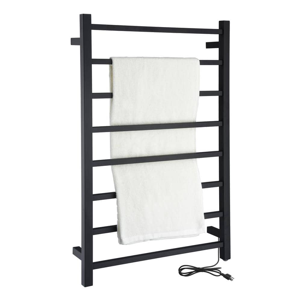 Matte Black Stainless Steel Wall Mounted 8-Bar Towel Warmer