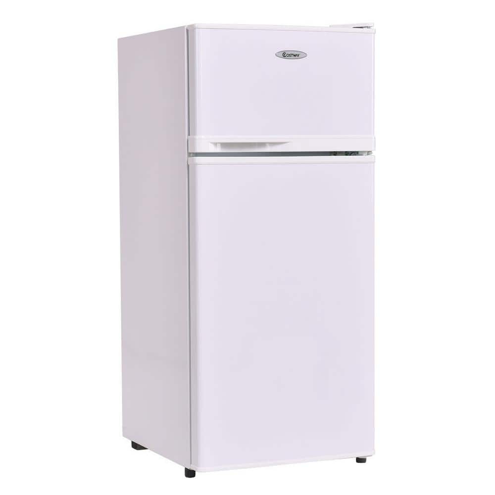 Costway 3.4 cu. ft. Compact Mini Fridges Refrigerator with Door in White with Freezer