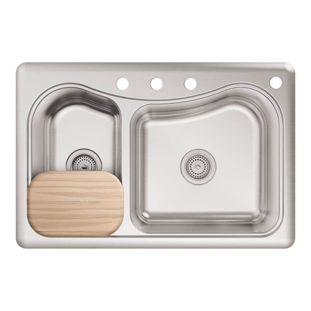 Staccato 33" Stainless Steel Double Bowl Drop-In Kitchen Sink