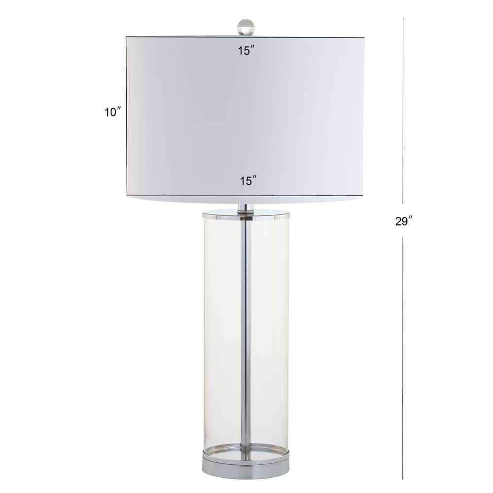Harper 29" White Linen Shade Glass Table Lamp, Energy Efficient