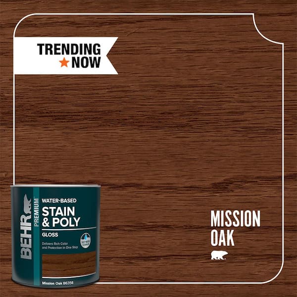 BEHR 1 qt. #TIS-358 Mission Oak Gloss Semi-Transparent Water-Based Interior Stain and Poly in One