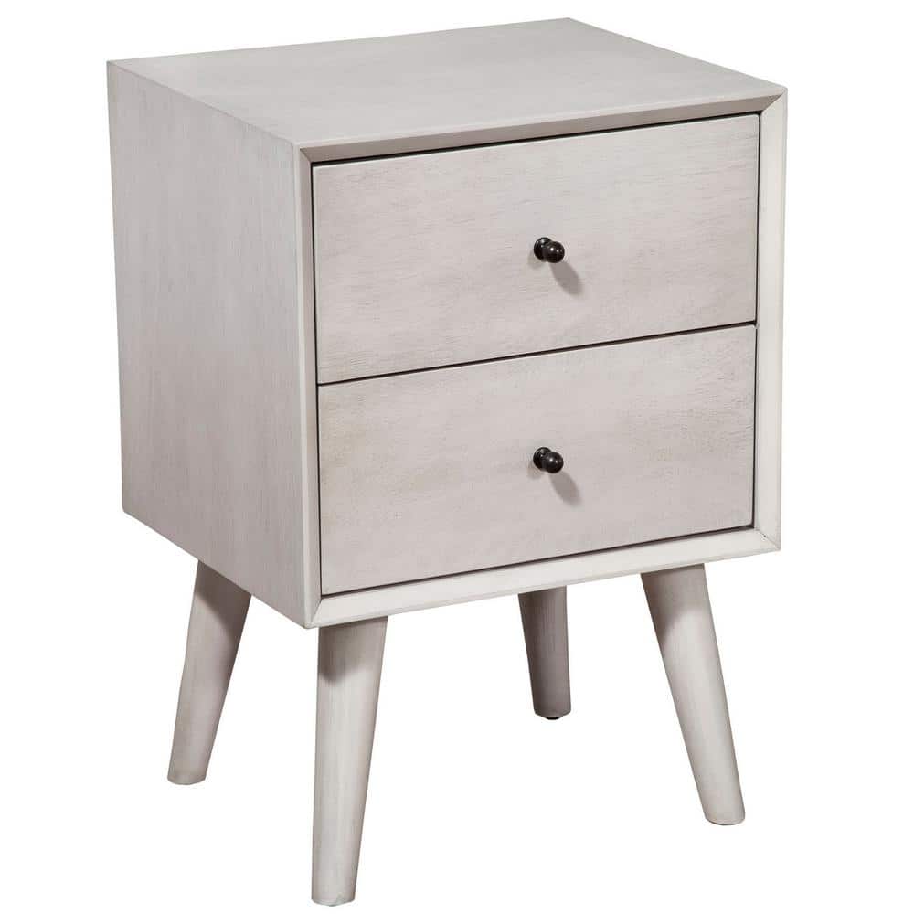 Transitional Gray Mahogany 2-Drawer Nightstand