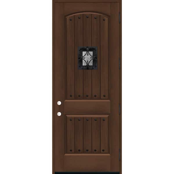 Steves & Sons 36 in. x 96 in. 2-Panel Left Hand/Outswing Hickory Stain Fiberglass Prehung Front Door with 4-9/16 in. Jamb Size