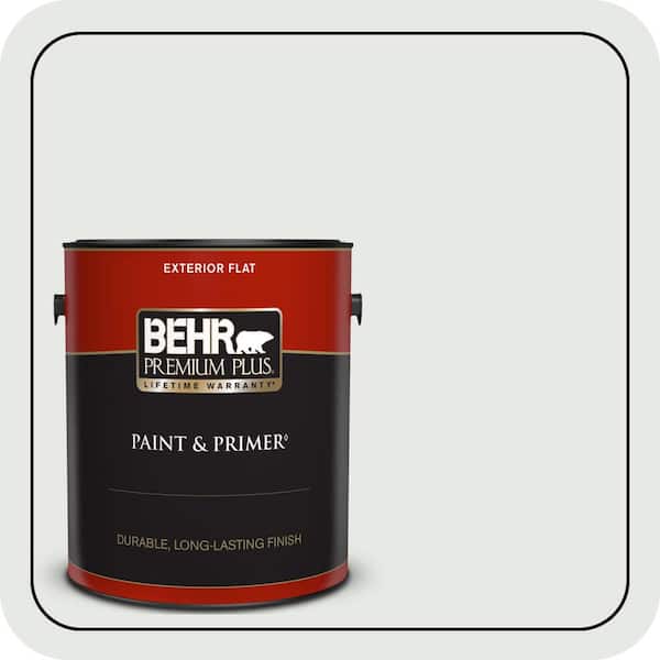 BEHR PREMIUM PLUS 1 gal. #PPL-55 Coastal Fog Flat Exterior Paint & Primer