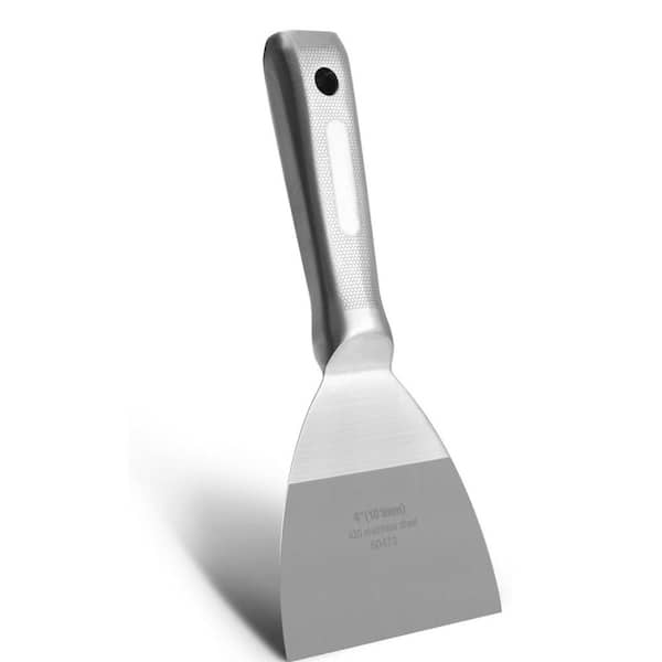KIWDZFU 4 in. Stainless Steel Joint Taping Knife with Ergonomic Grip Handle for Scraping Paint and Drywall Smoothing