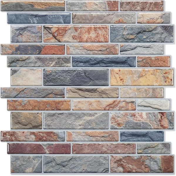 Vintage Stone Look 12 in. x 12 in. Vinyl Peel and Stick Backsplash 10-Pack