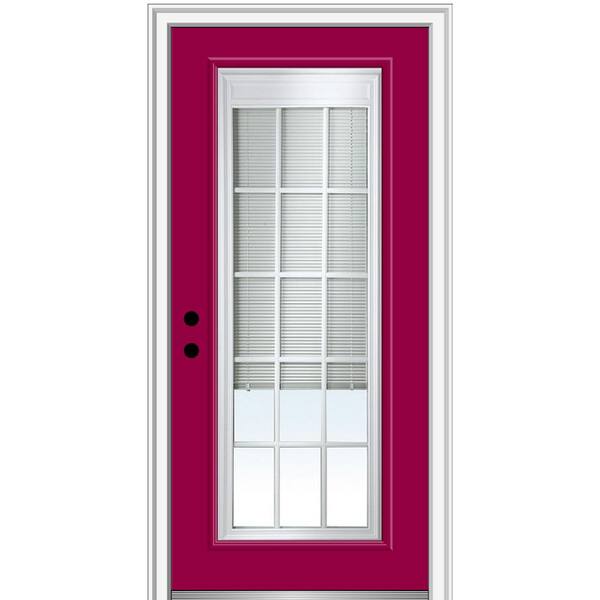 MMI Door 32 in. x 80 in. Internal Blinds and Grilles Right-Hand Inswing Full Lite Clear Low-E Painted Steel Prehung Front Door