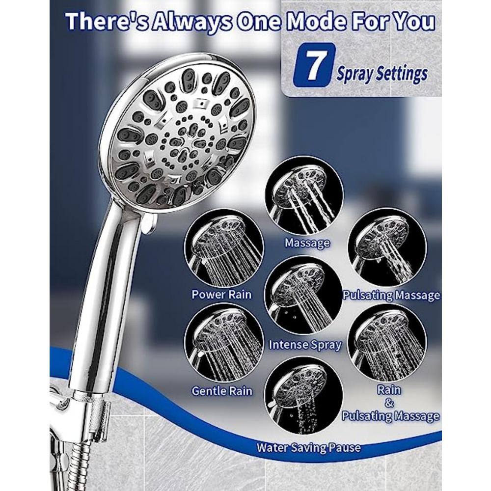 Chrome 7-Spray Handheld Shower Head with 59" Hose