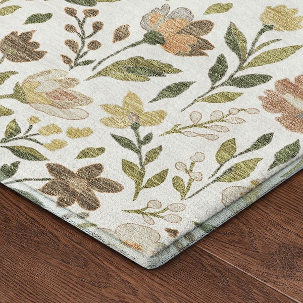 Mayfield Premium Machine Washable Abstract AMF2438 Ivory 8 ft. x 10 ft. Area Rug