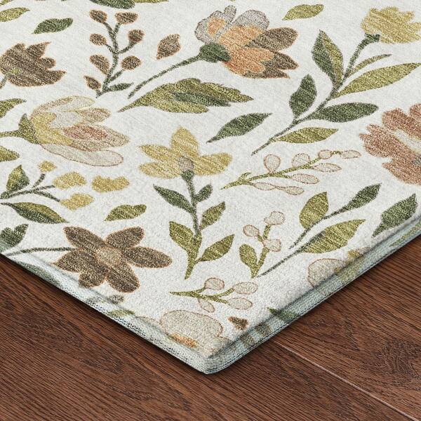 Mayfield Premium Machine Washable Abstract AMF2438 Ivory 9 ft. x 12 ft. Area Rug