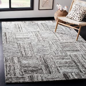 Abstract Ivory/Charcoal 6 ft. x 6 ft. Basketweave Square Area Rug