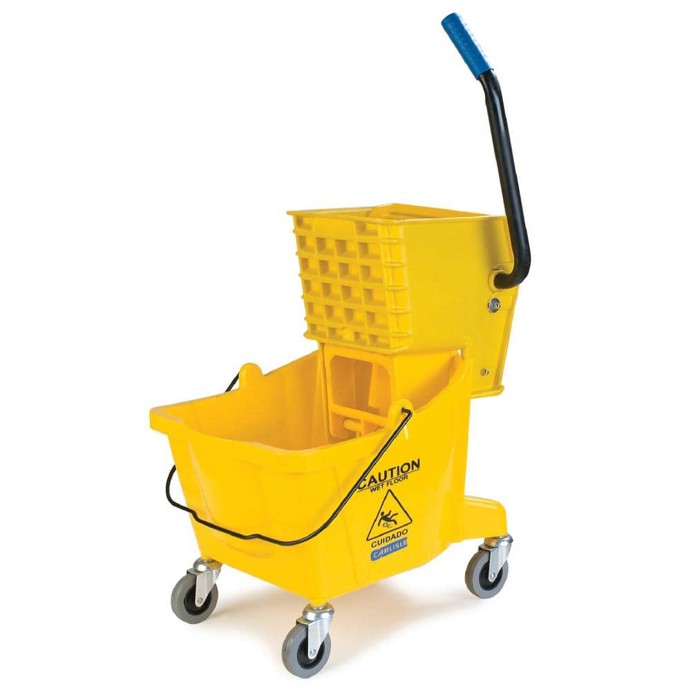Rubbermaid Commercial Products Tandem 7.75 Gal. Yellow Mop Bucket with  Wringer Combo RCP738000YEL - The Home Depot